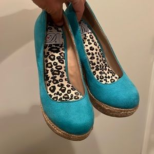 Teal blue wedges